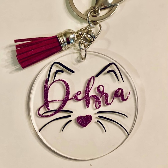Personalized Round Acrylic Key Chains w Tassel - Picture 5 of 11